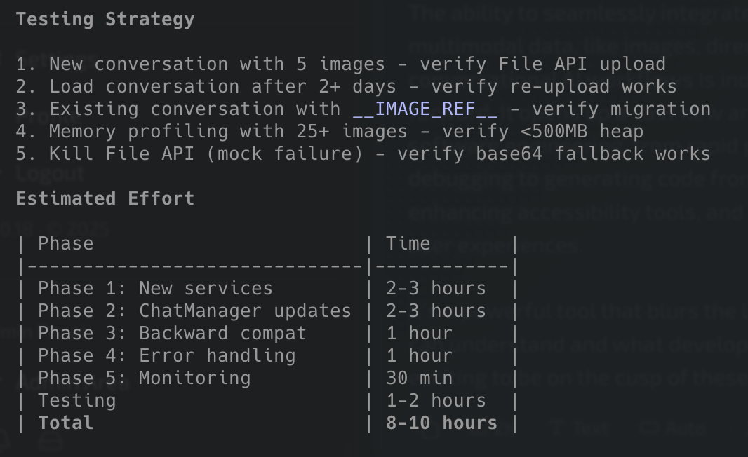 Claude Code's estimate for the implementation